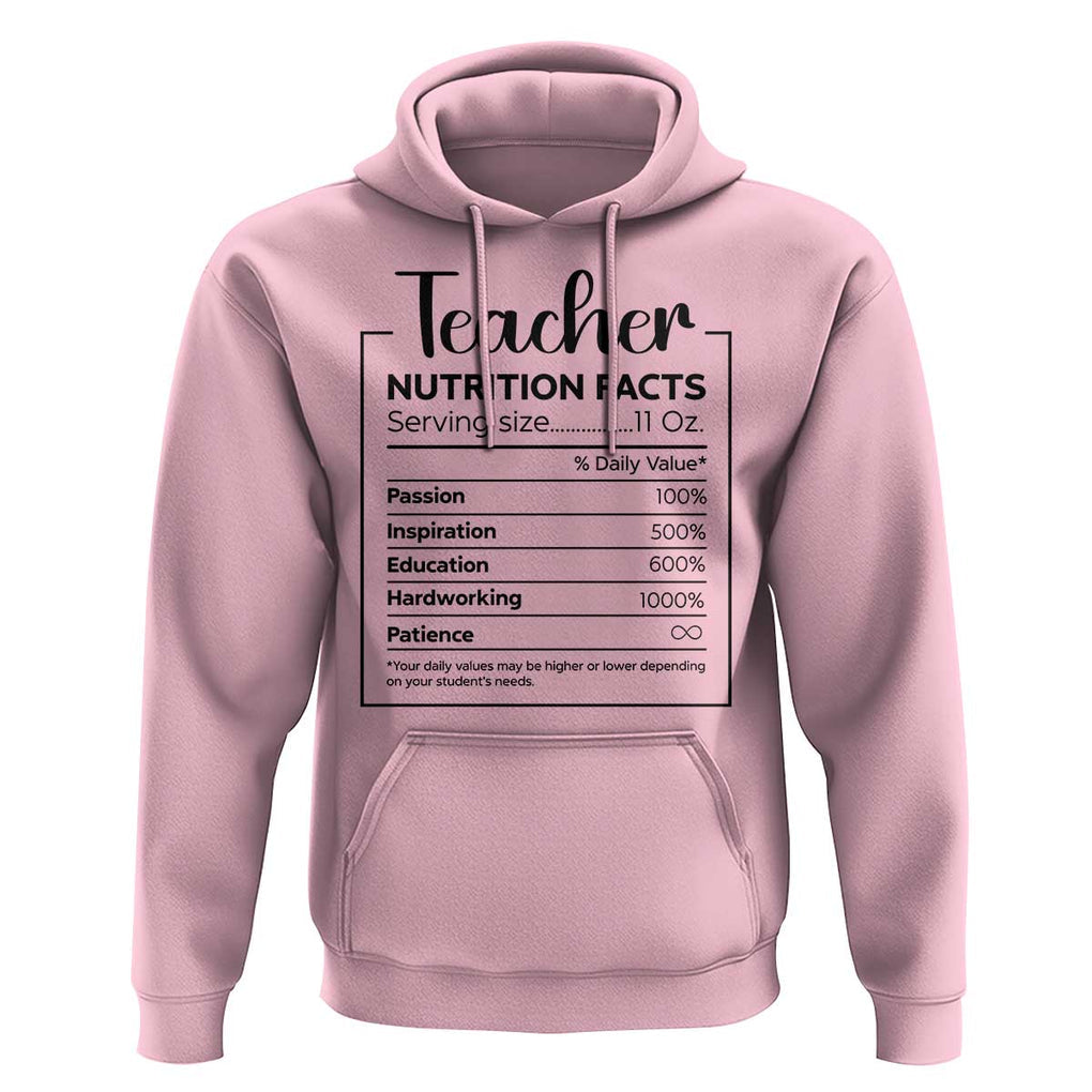 Funny Teacher Hoodie Nutrition Facts Back To School TS11 Light Pink Print Your Wear