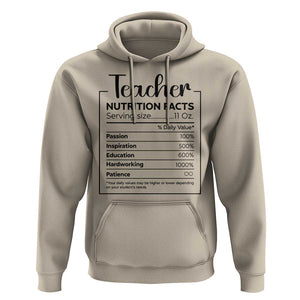 Funny Teacher Hoodie Nutrition Facts Back To School TS11 Sand Print Your Wear