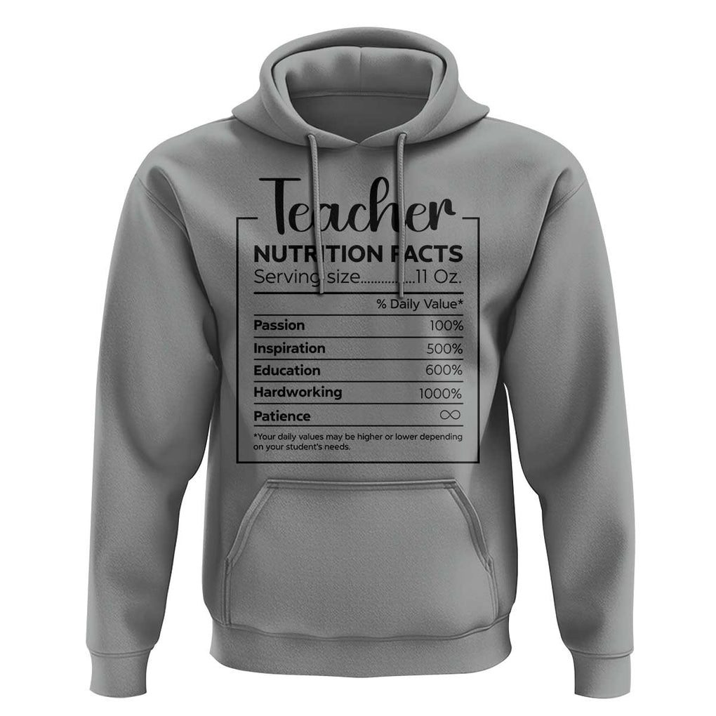 Funny Teacher Hoodie Nutrition Facts Back To School TS11 Sport Gray Print Your Wear