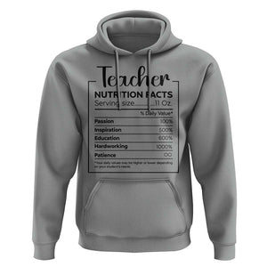 Funny Teacher Hoodie Nutrition Facts Back To School TS11 Sport Gray Print Your Wear