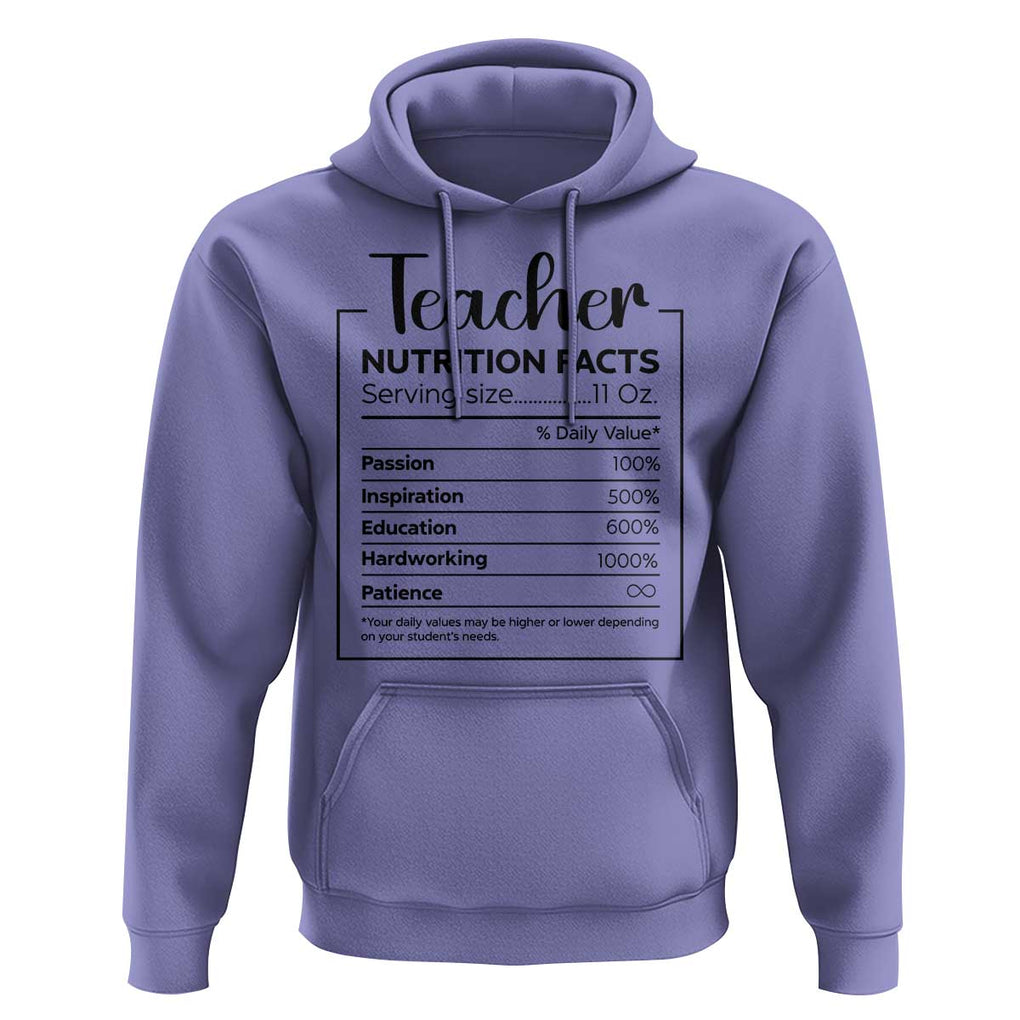 Funny Teacher Hoodie Nutrition Facts Back To School TS11 Violet Print Your Wear