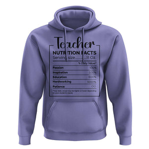 Funny Teacher Hoodie Nutrition Facts Back To School TS11 Violet Print Your Wear