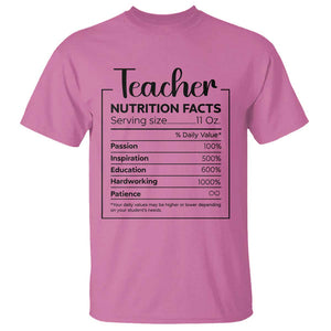 Funny Teacher T Shirt Nutrition Facts Back To School TS11 Azalea Print Your Wear