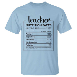 Funny Teacher T Shirt Nutrition Facts Back To School TS11 Light Blue Print Your Wear