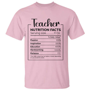 Funny Teacher T Shirt Nutrition Facts Back To School TS11 Light Pink Print Your Wear
