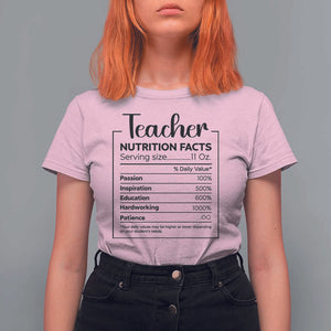 Funny Teacher T Shirt For Women Nutrition Facts Back To School TS11 Light Pink Print Your Wear