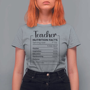 Funny Teacher T Shirt For Women Nutrition Facts Back To School TS11 Sport Gray Print Your Wear