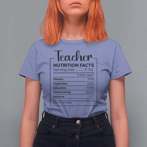 Funny Teacher T Shirt For Women Nutrition Facts Back To School TS11 Violet Print Your Wear