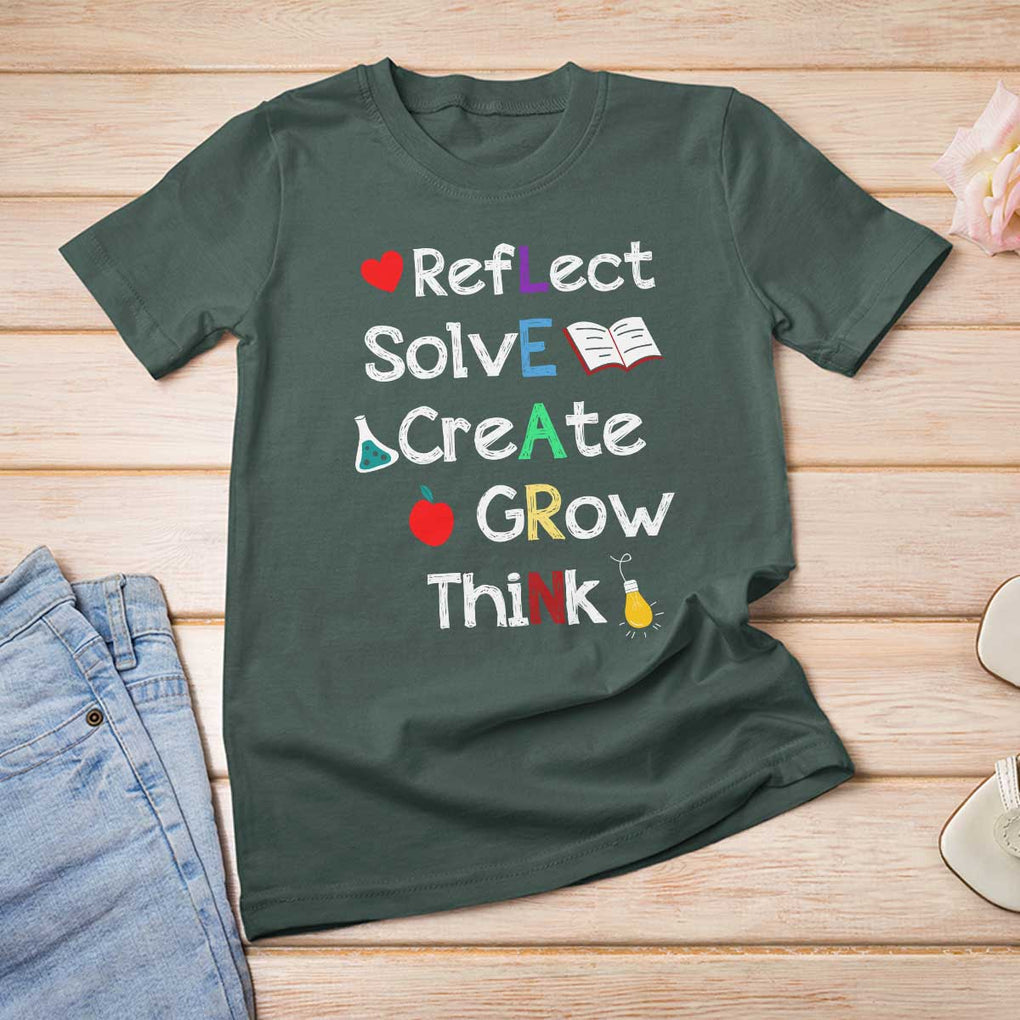 Back To School T Shirt For Women Learn Motivation Quote Apple Book TS11 Dark Forest Green Print Your Wear
