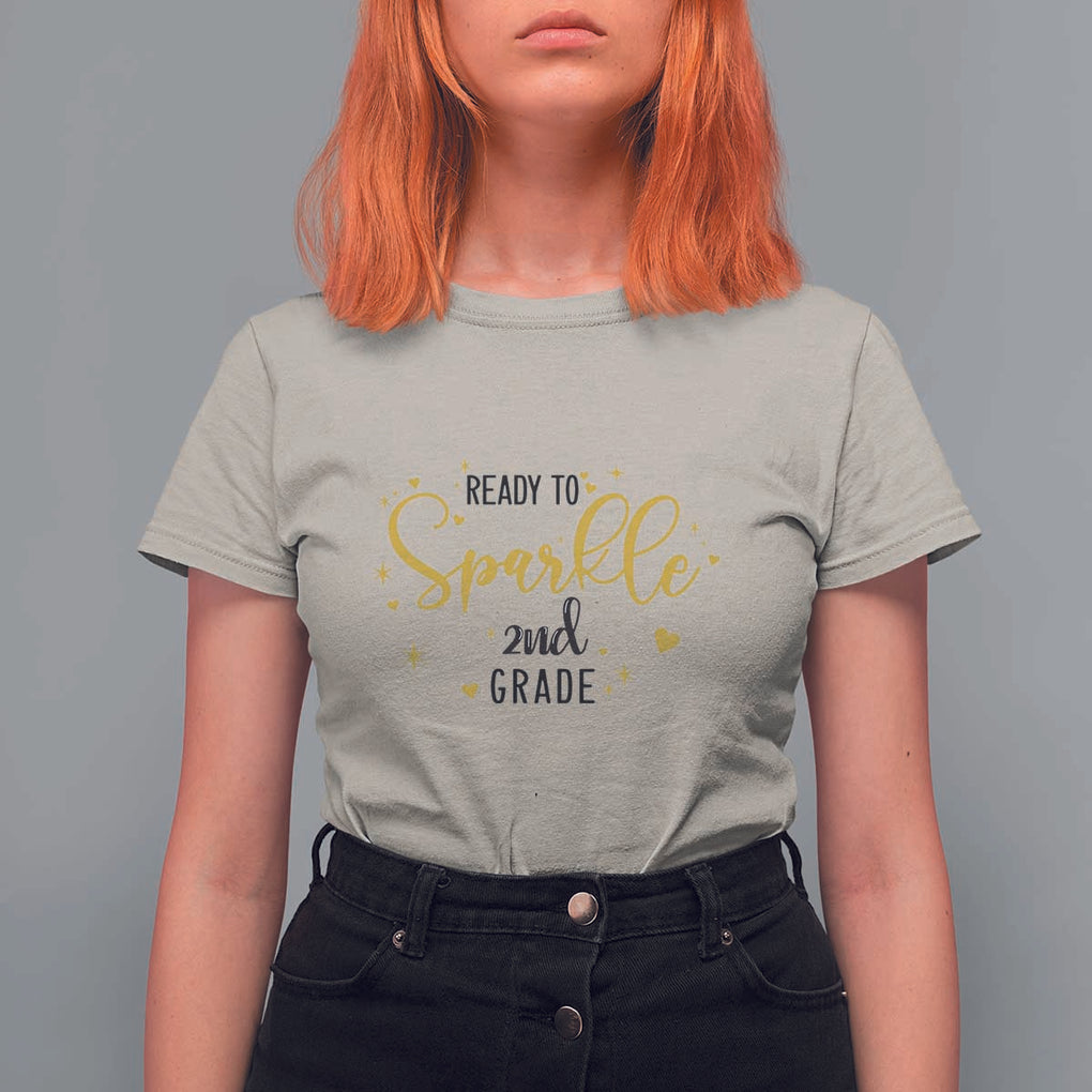 Back To School T Shirt For Women Ready To Sparkle 2nd Grade Star Heart TS11 Sand Print Your Wear