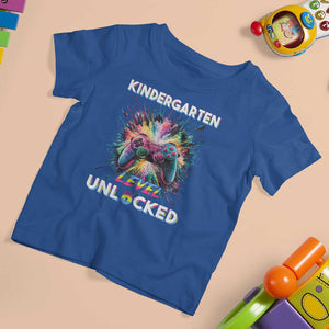 Kindergarten Level Unlocked T Shirt For Kid Back To School Game Console TS11 Royal Blue Print Your Wear