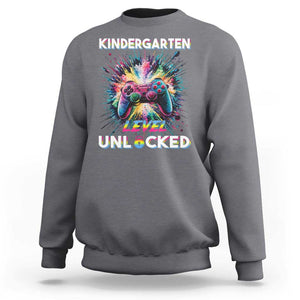 Kindergarten Level Unlocked Sweatshirt Back To School Game Console TS11 Charcoal Print Your Wear