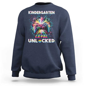 Kindergarten Level Unlocked Sweatshirt Back To School Game Console TS11 Navy Print Your Wear