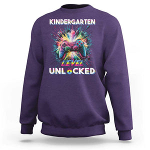 Kindergarten Level Unlocked Sweatshirt Back To School Game Console TS11 Purple Print Your Wear