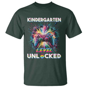 Kindergarten Level Unlocked T Shirt Back To School Game Console TS11 Dark Forest Green Print Your Wear