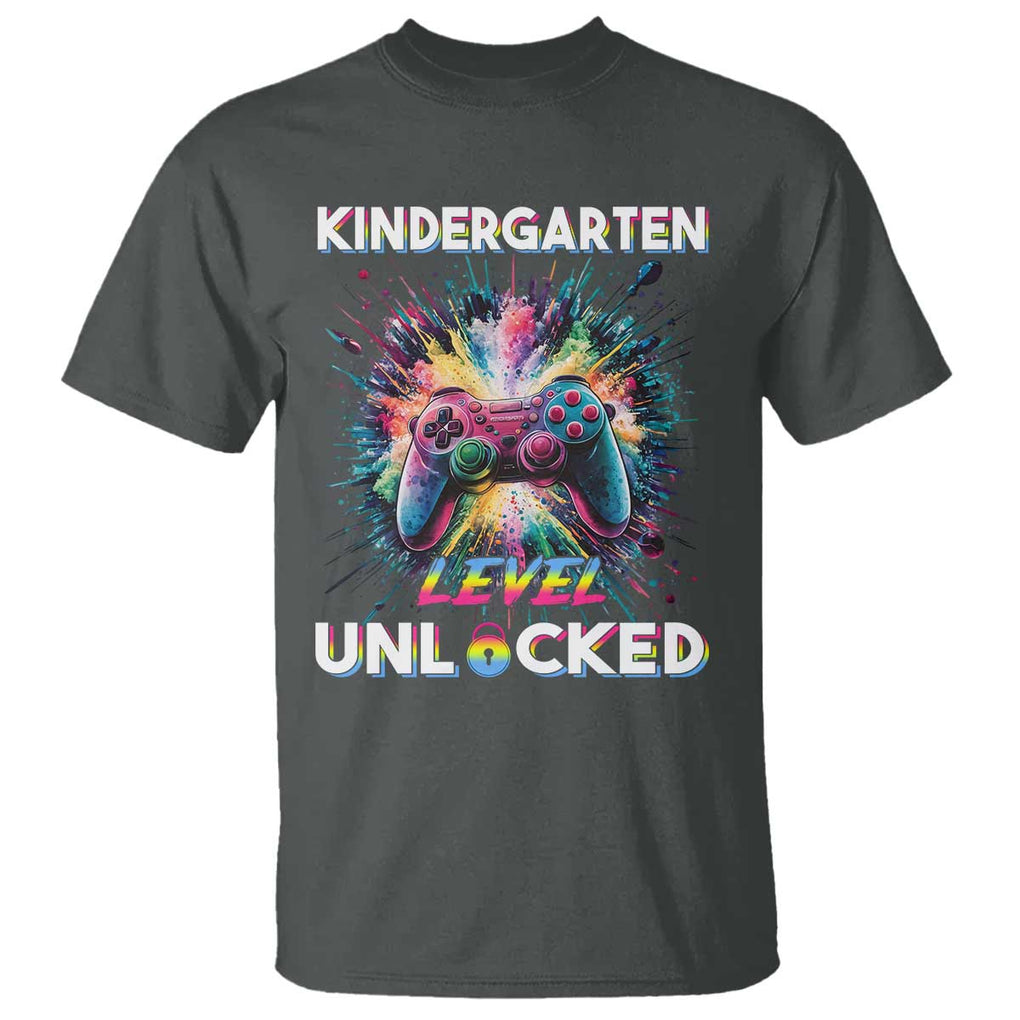 Kindergarten Level Unlocked T Shirt Back To School Game Console TS11 Dark Heather Print Your Wear