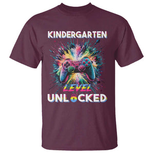 Kindergarten Level Unlocked T Shirt Back To School Game Console TS11 Maroon Print Your Wear