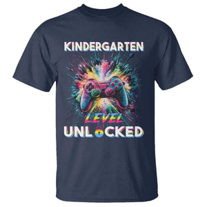 Kindergarten Level Unlocked T Shirt Back To School Game Console TS11 Navy Print Your Wear