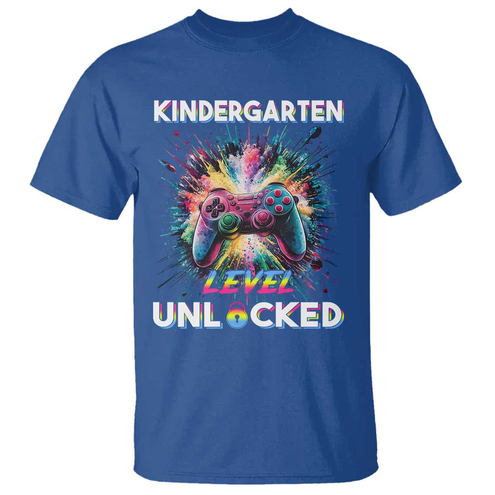 Kindergarten Level Unlocked T Shirt Back To School Game Console TS11 Royal Blue Print Your Wear