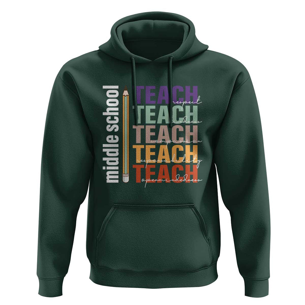 Teacher Hoodie Middle School Teach Back To School Pencil TS11 Dark Forest Green Print Your Wear