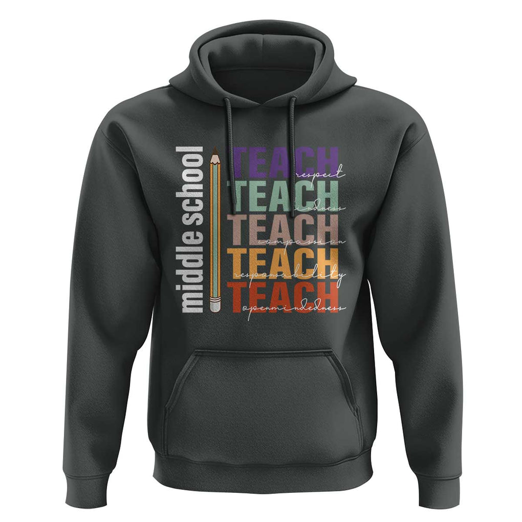 Teacher Hoodie Middle School Teach Back To School Pencil TS11 Dark Heather Print Your Wear