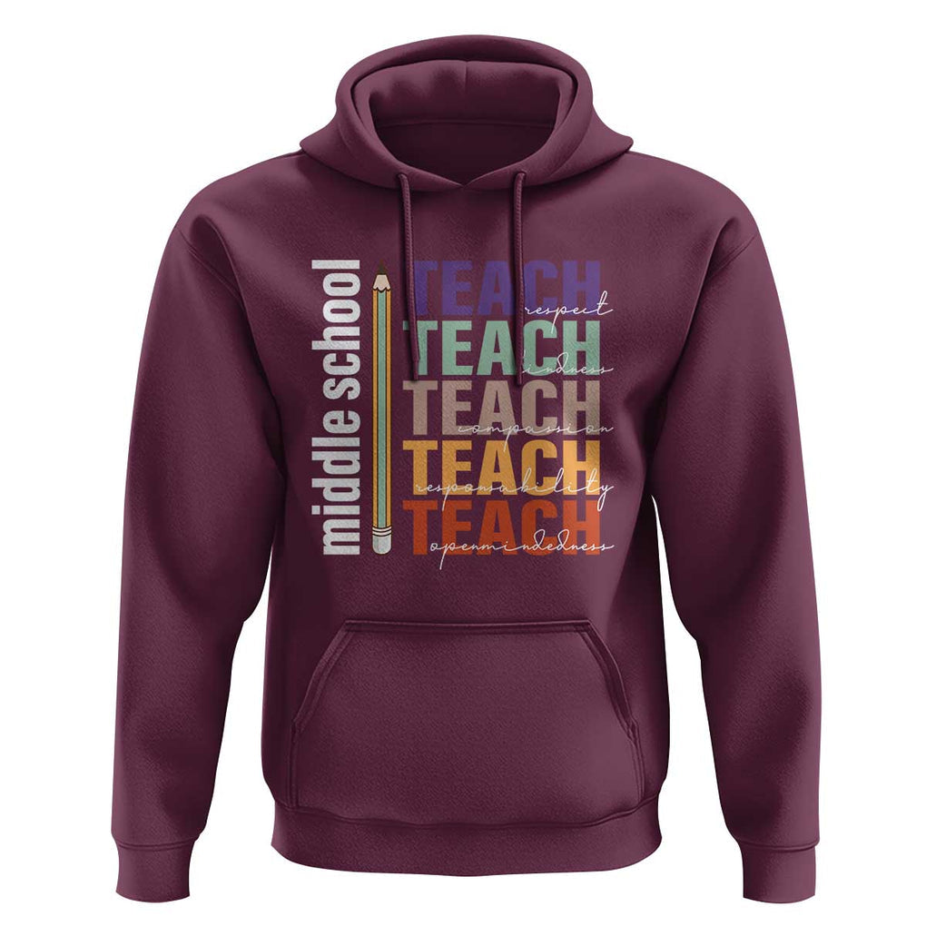 Teacher Hoodie Middle School Teach Back To School Pencil TS11 Maroon Print Your Wear
