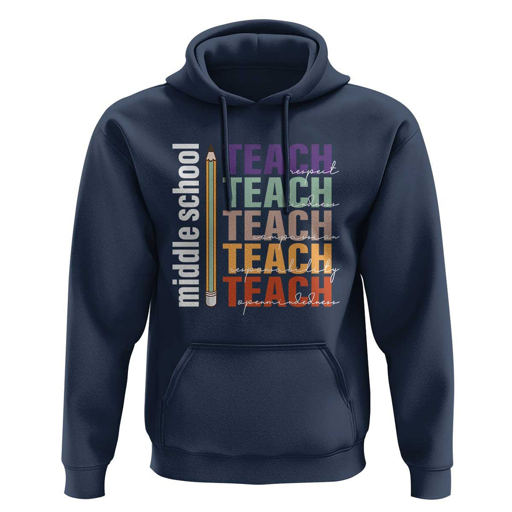 Teacher Hoodie Middle School Teach Back To School Pencil TS11 Navy Print Your Wear