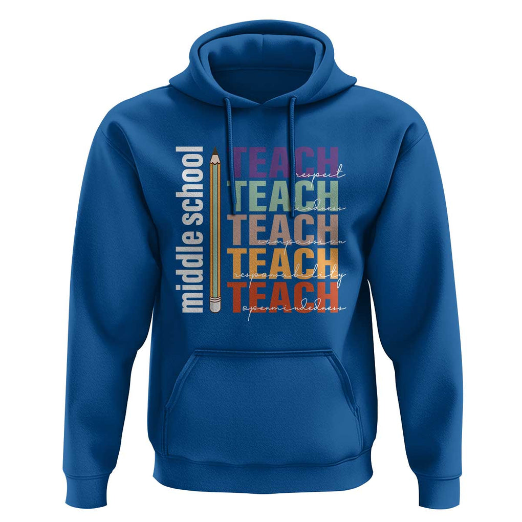 Teacher Hoodie Middle School Teach Back To School Pencil TS11 Royal Blue Print Your Wear