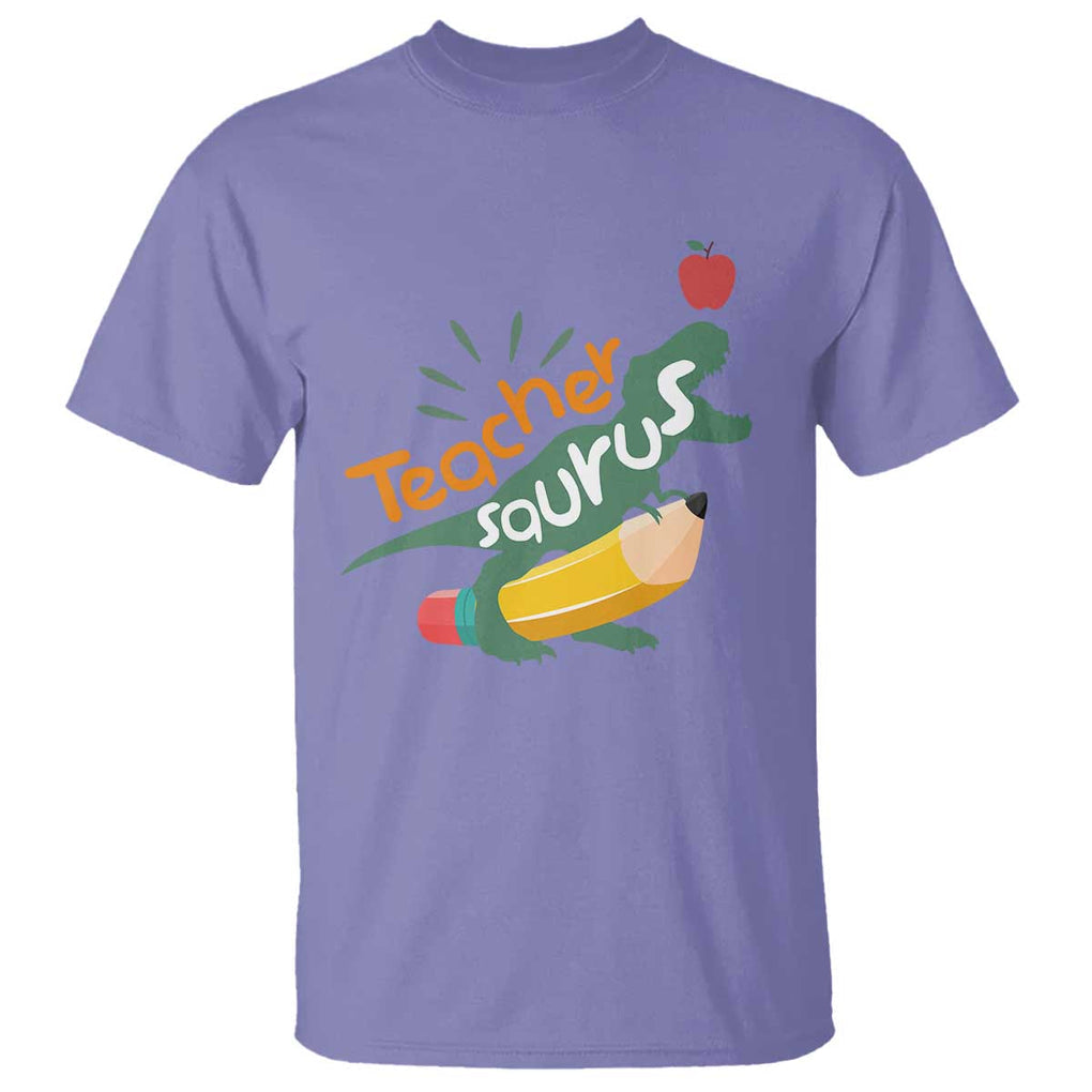 Teacher Saurus T Shirt Back To School Dinosaur Pencil TS11 Violet Print Your Wear