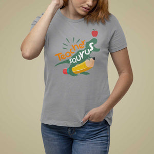Teacher Saurus T Shirt For Women Back To School Dinosaur Pencil TS11 Sport Gray Print Your Wear