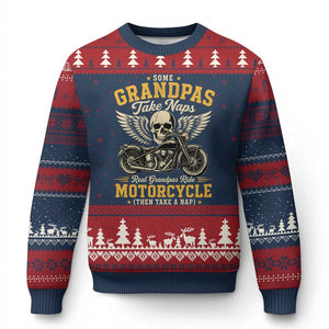 Some Grandpas Take Naps Real Grandpas Ride Motorcycle Then Take Nap Ugly Christmas Sweater Funny Grandpa Biker
