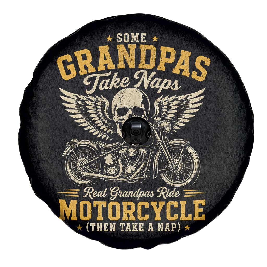 Some Grandpas Take Naps Real Grandpas Ride Motorcycle Then Take Nap Spare Tire Cover Funny Grandpa Biker