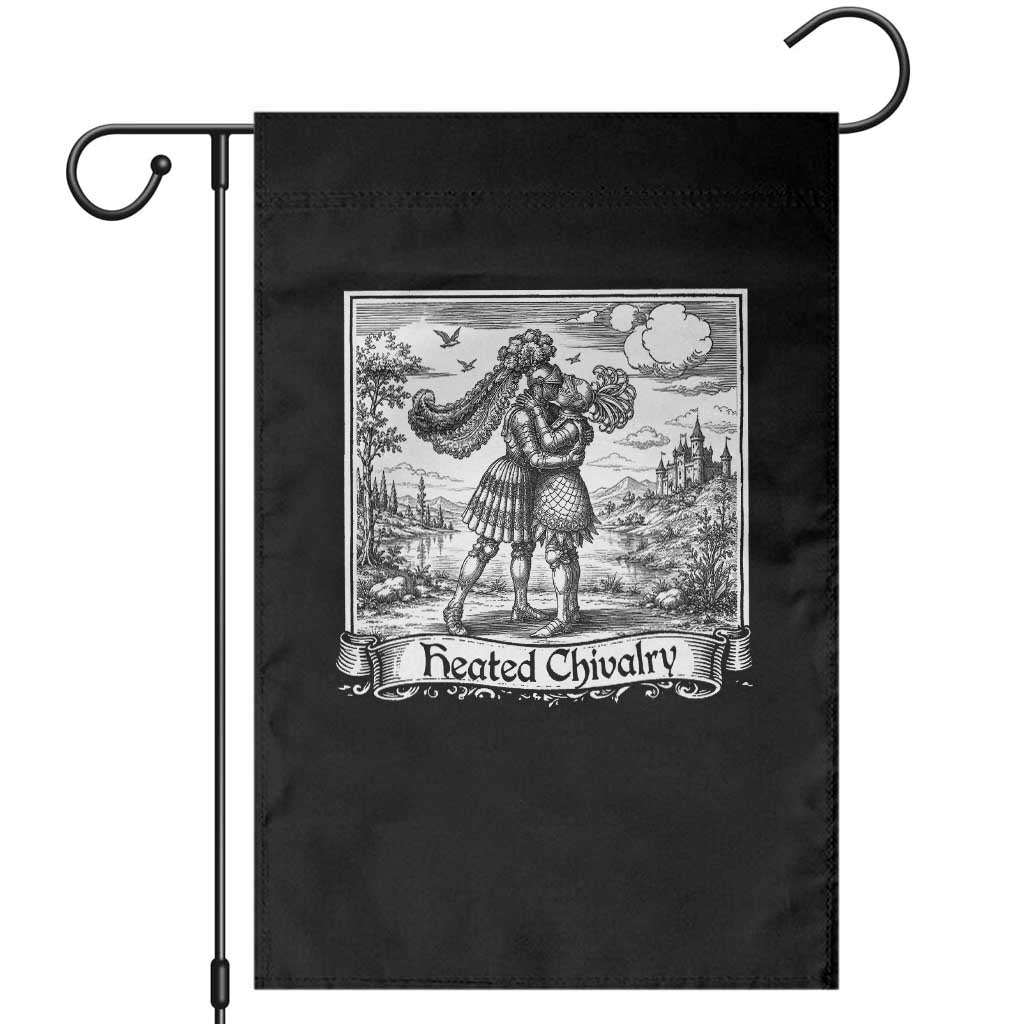 Heated Chivalry Medieval Knights Kissing LGBT Pride Garden Flag TS11 Black Print Your Wear