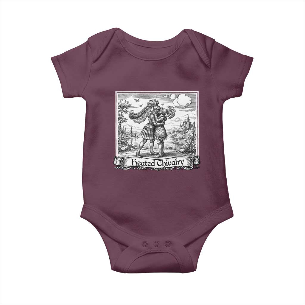 Heated Chivalry Medieval Knights Kissing LGBT Pride Baby Onesie TS11 Maroon Print Your Wear