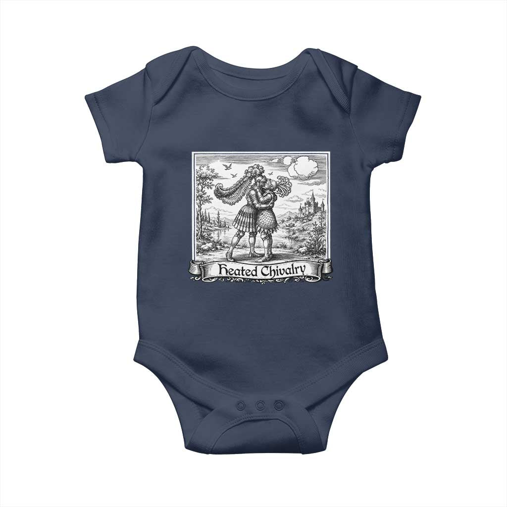 Heated Chivalry Medieval Knights Kissing LGBT Pride Baby Onesie TS11 Navy Print Your Wear