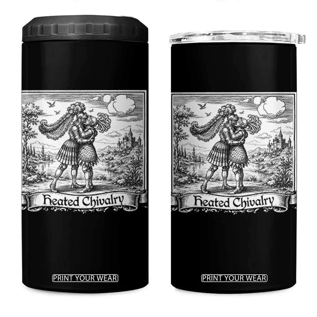 Heated Chivalry Medieval Knights Kissing LGBT Pride 4 in 1 Can Cooler Tumbler TS11 One Size: 16 oz Black Print Your Wear