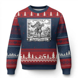 Heated Chivalry Medieval Knights Kissing LGBT Pride Ugly Christmas Sweater TS11 Navy Red Print Your Wear