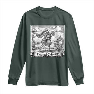 Heated Chivalry Medieval Knights Kissing LGBT Pride Long Sleeve Shirt TS11 Dark Forest Green Print Your Wear