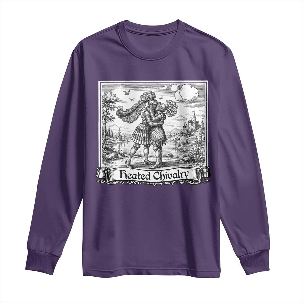 Heated Chivalry Medieval Knights Kissing LGBT Pride Long Sleeve Shirt TS11 Purple Print Your Wear
