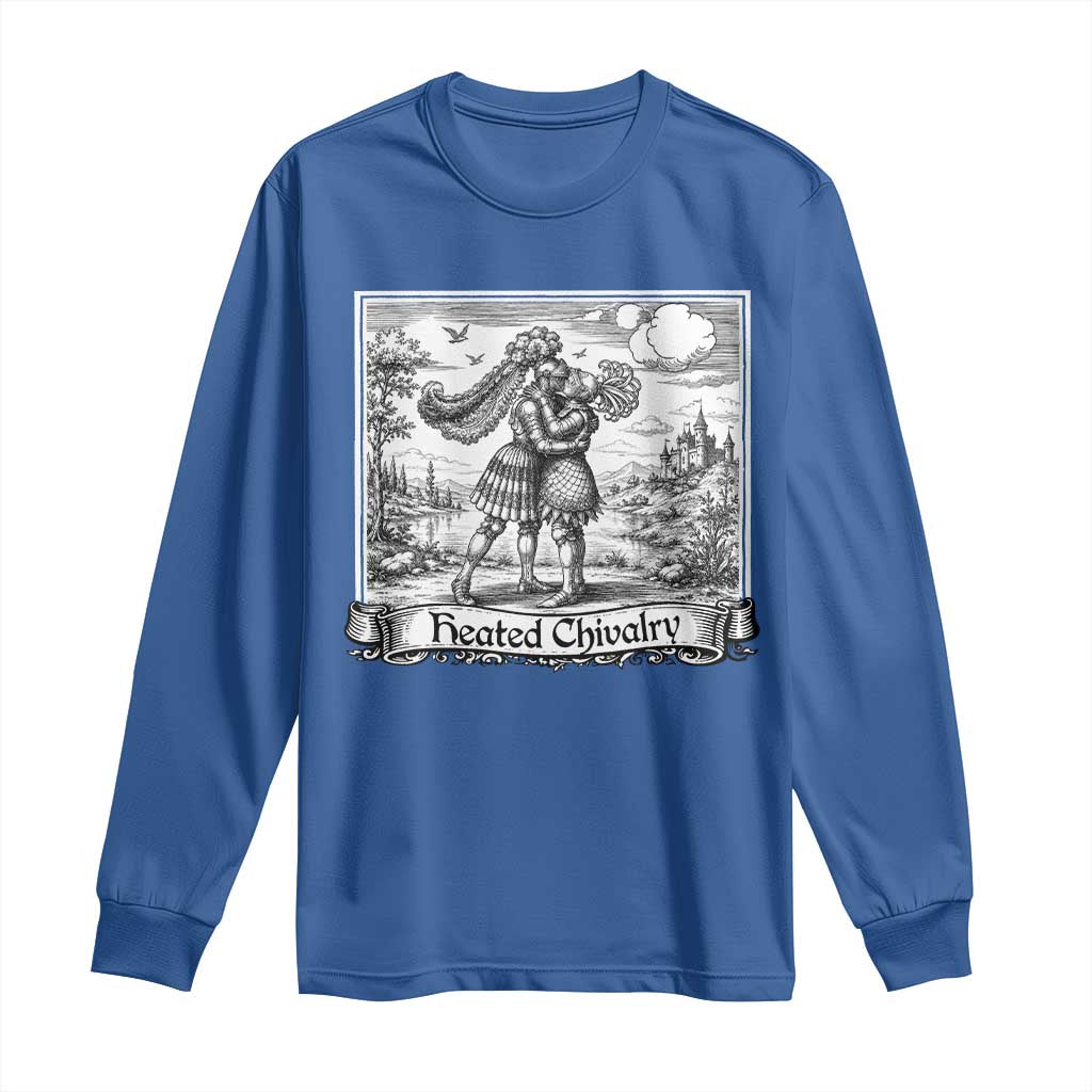 Heated Chivalry Medieval Knights Kissing LGBT Pride Long Sleeve Shirt TS11 Royal Blue Print Your Wear