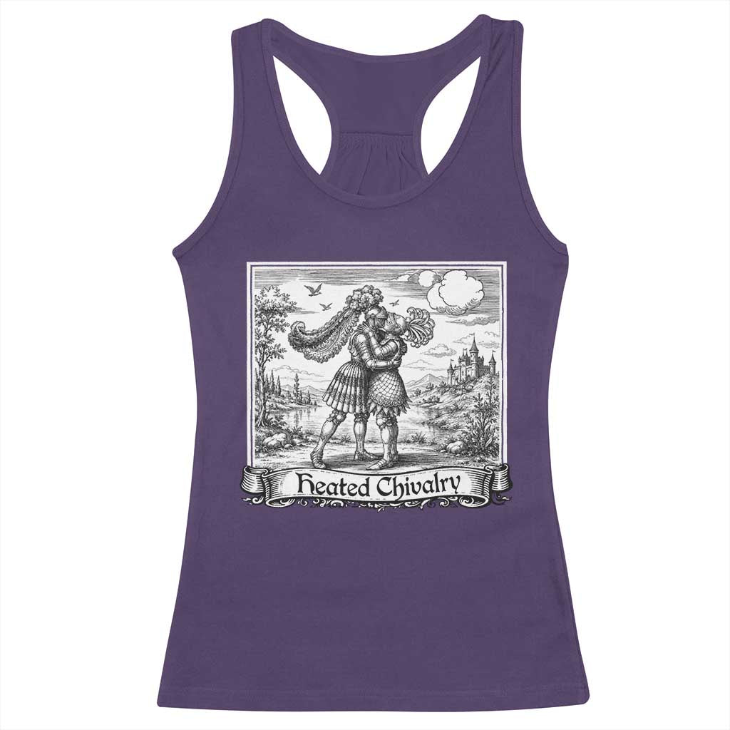 Heated Chivalry Medieval Knights Kissing LGBT Pride Racerback Tank Top TS11 Purple Print Your Wear
