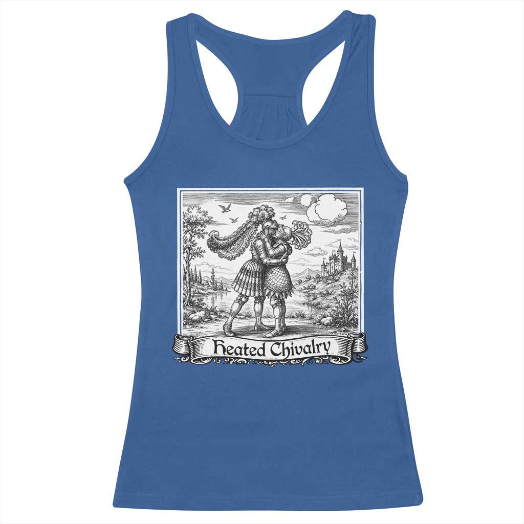 Heated Chivalry Medieval Knights Kissing LGBT Pride Racerback Tank Top TS11 Royal Blue Print Your Wear
