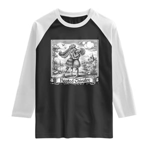 Heated Chivalry Medieval Knights Kissing LGBT Pride Raglan Shirt TS11 Black White Print Your Wear