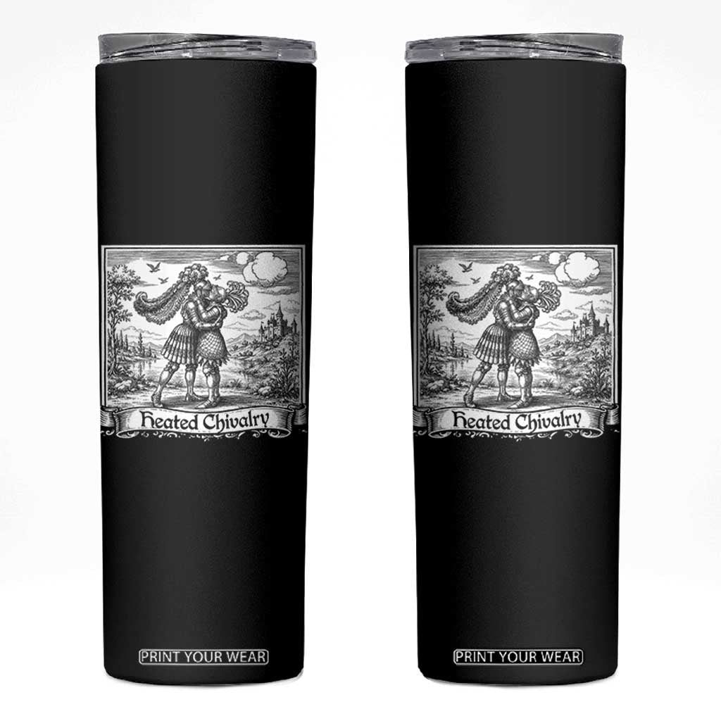 Heated Chivalry Medieval Knights Kissing LGBT Pride Skinny Tumbler TS11 Black Print Your Wear
