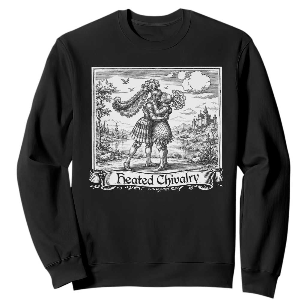 Heated Chivalry Medieval Knights Kissing LGBT Pride Sweatshirt TS11 Black Print Your Wear