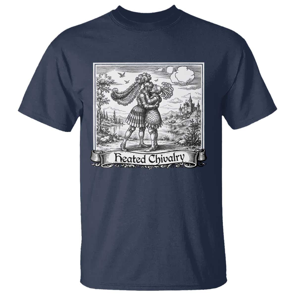 Heated Chivalry Medieval Knights Kissing LGBT Pride T Shirt TS11 Navy Print Your Wear