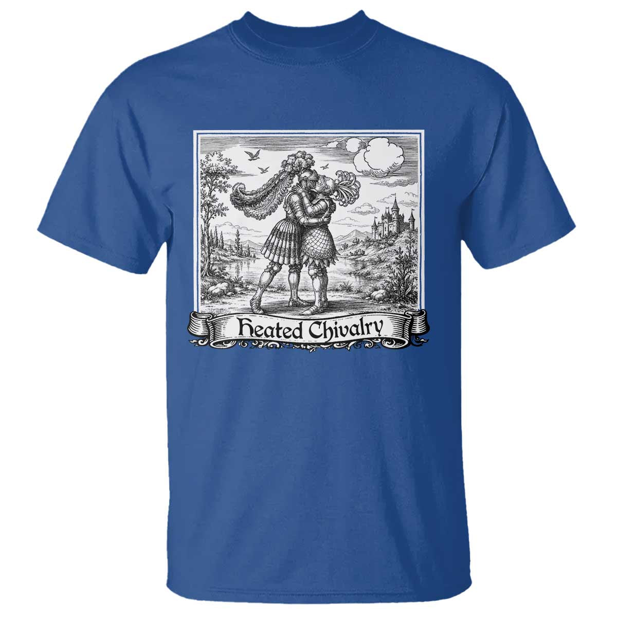 Heated Chivalry Medieval Knights Kissing LGBT Pride T Shirt TS11 Royal Blue Print Your Wear