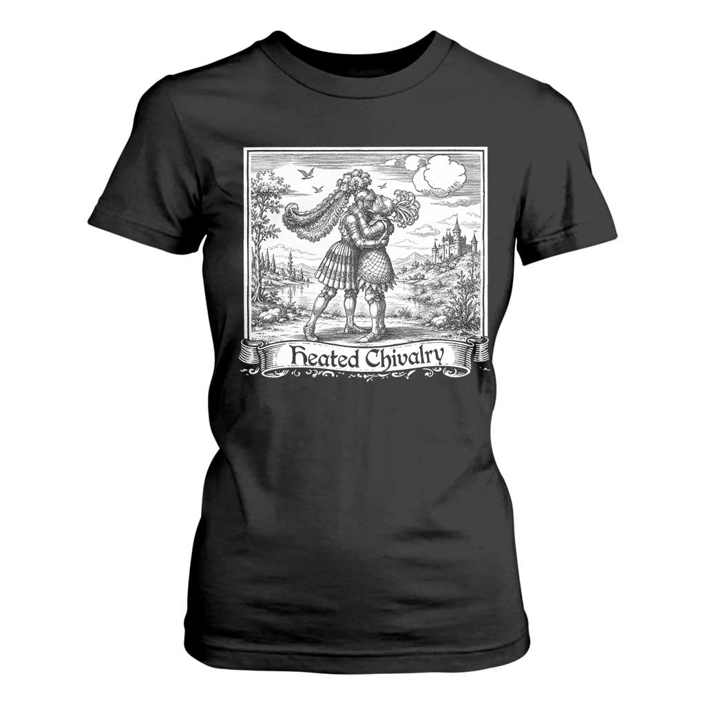 Heated Chivalry Medieval Knights Kissing LGBT Pride T Shirt For Women TS11 Black Print Your Wear
