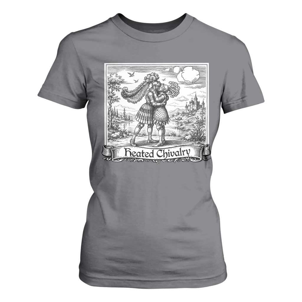 Heated Chivalry Medieval Knights Kissing LGBT Pride T Shirt For Women TS11 Charcoal Print Your Wear