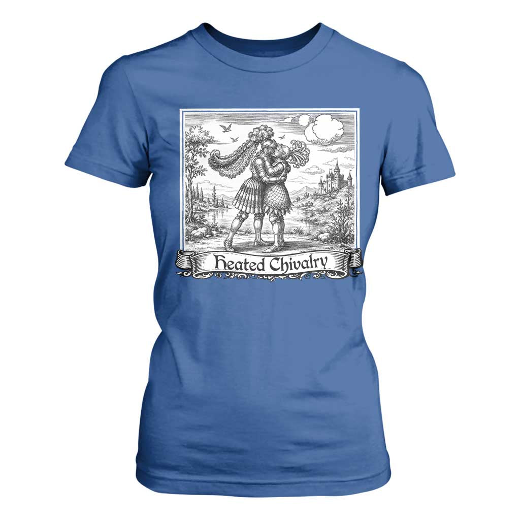 Heated Chivalry Medieval Knights Kissing LGBT Pride T Shirt For Women TS11 Royal Blue Print Your Wear